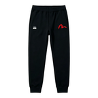 Evisu Kuro Heritage & Co Jogger Sweatpants — Red M-Seagull Front & Daruma Badge Back