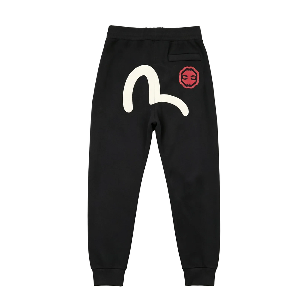 Evisu Kuro Cream M-Seagull & Ebisu Seal Graphic Jogger Sweatpants