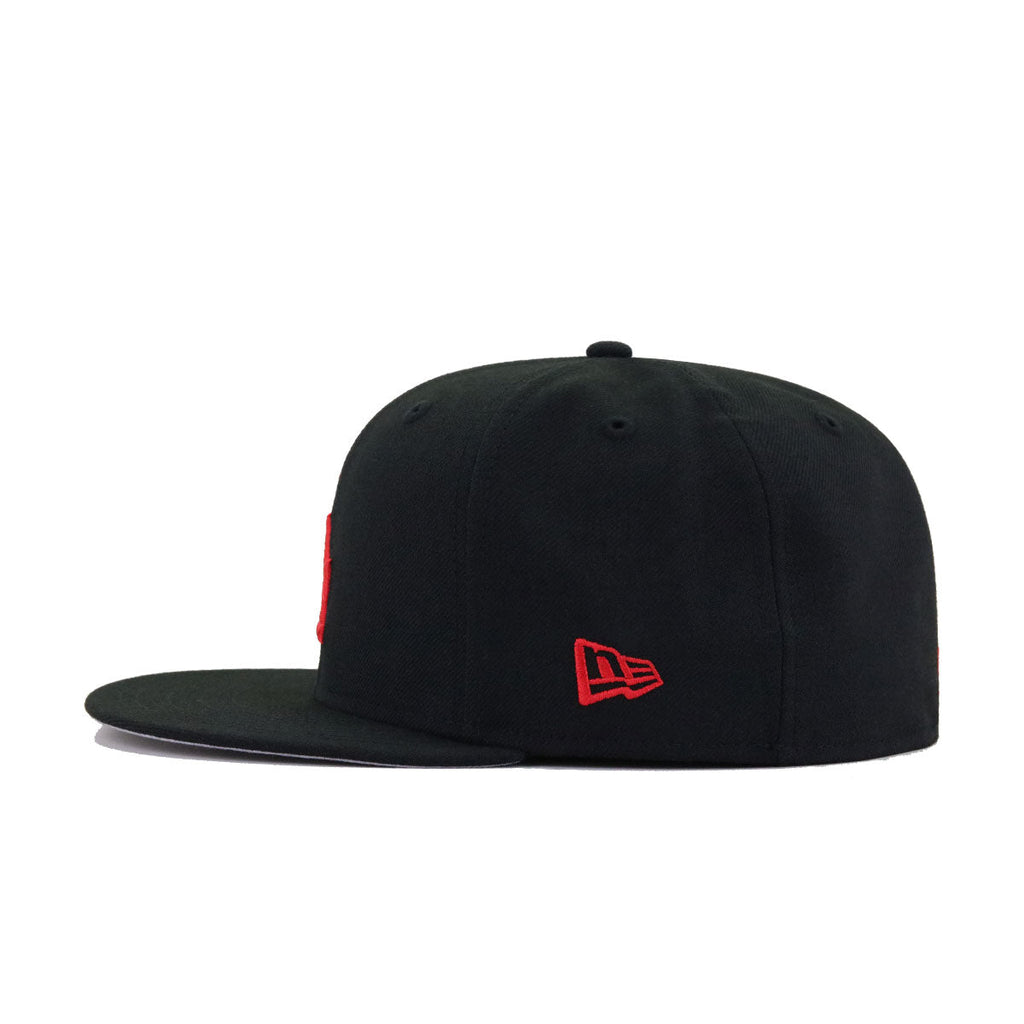 Los Angeles Dodgers Black Radiant Red Logo New Era 59Fifty Fitted