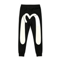 Evisu Kuro Oversized Solid M-Seagull Cream Print Jogger Sweatpants