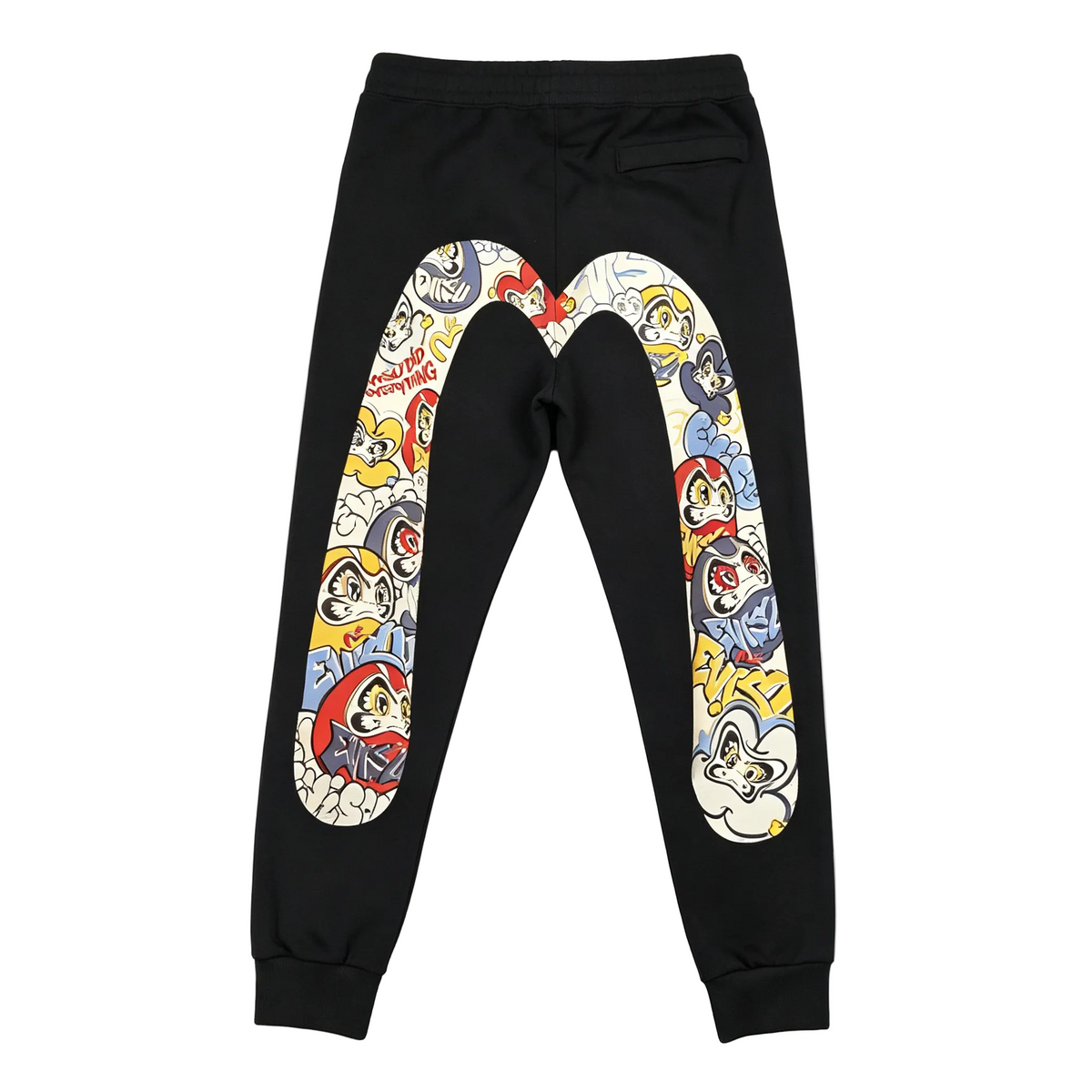 Evisu Kuro Graffiti Daruma Wrestler M-Logo Graphic Jogger Sweatpants
