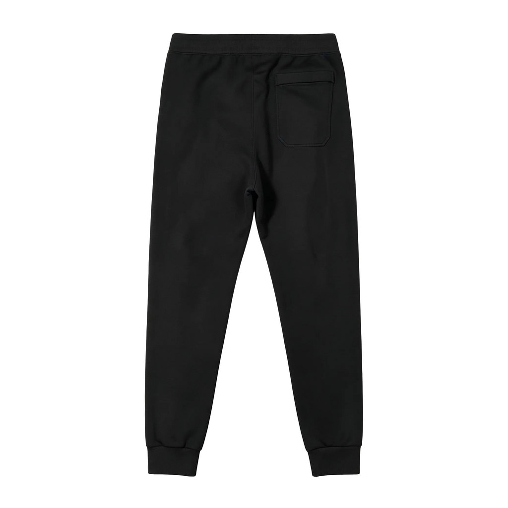 Evisu Kuro Sticker Patch Jogger Sweatpants — M-Seagull Shield & Polaroid Frame Front