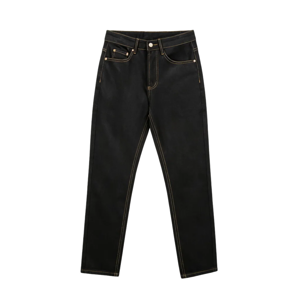 Evisu Kuro Black Daicock & Seagull Logo Gold Stitch Straight Jeans