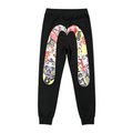 Evisu Kuro Lucky Charm Matsuri Allover M-Seagull Jogger Sweatpants — Maneki-neko, Daruma & Koi