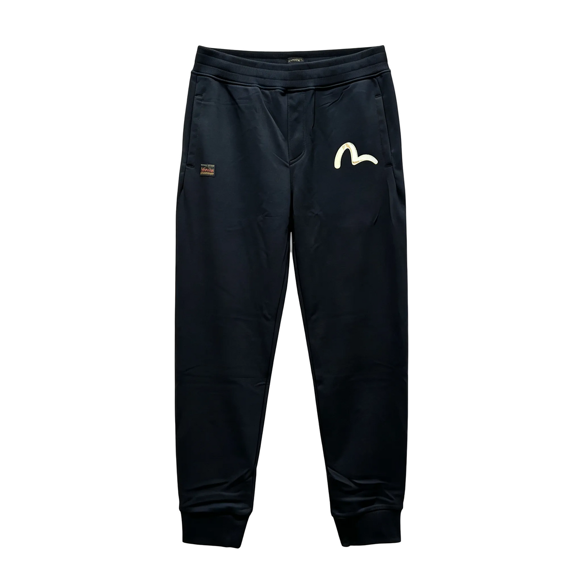 Evisu Kuro Craft & Pride Jogger Sweatpants — Gold Flame Logo & M-Seagull