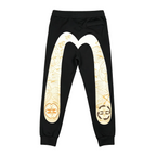 Evisu Kuro Gold Lotus & Mon Crest M-Logo Graphic Jogger Sweatpants