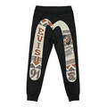 Evisu Kuro Pixel Patchwork Chenille M-Logo Gold Embroidery Jogger Sweatpants