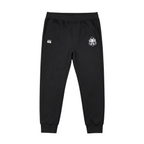Evisu Kuro Daruma Face Jogger Sweatpants — Line-Art Front & Oversized M-Seagull Back