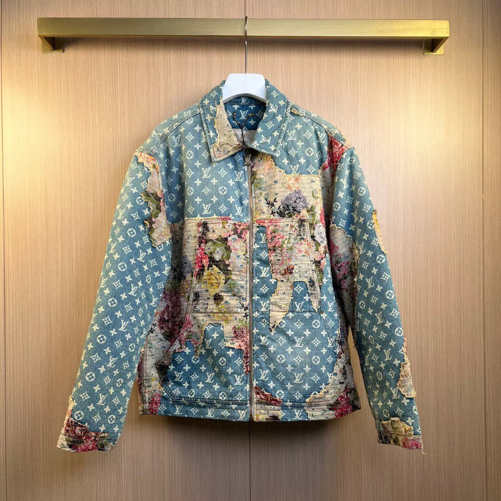LOUIS VUITTON Monogram x Floral Patchwork Zip Jacket