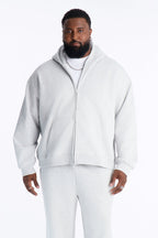 Logan Full Zip Hoodie Fleece Sweatshirt - Heather Grey