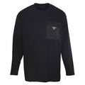 Prada Long-Sleeve T-Shirt with Re-Nylon Chest Pocket and Triangle Logo