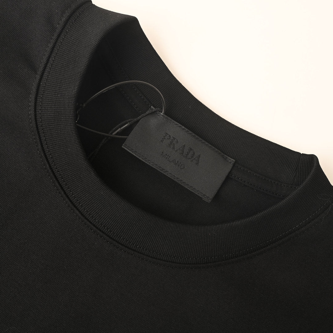 Prada Long-Sleeve T-Shirt with Re-Nylon Chest Pocket and Triangle Logo