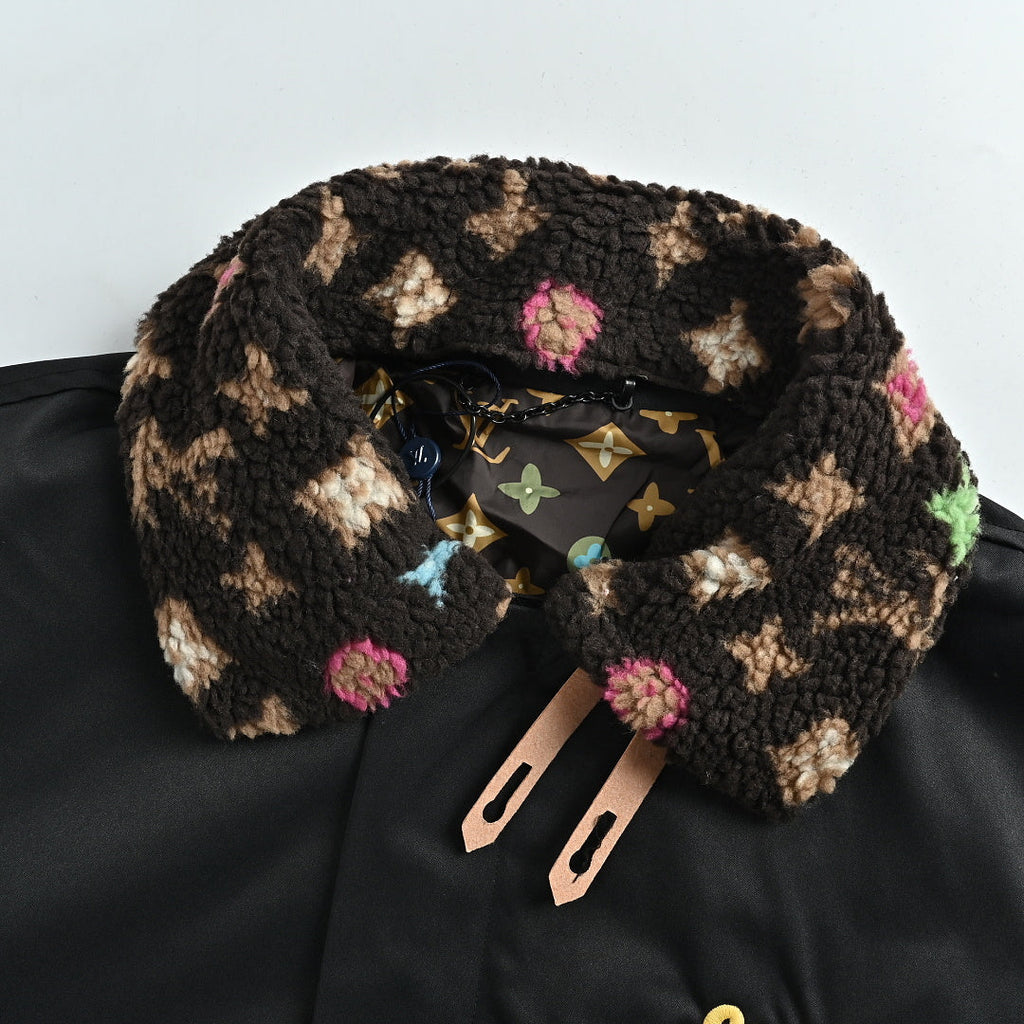 LOUIS VUITTON × Tyler the Creator Black Harrington Jacket with Monogram Sherpa Collar
