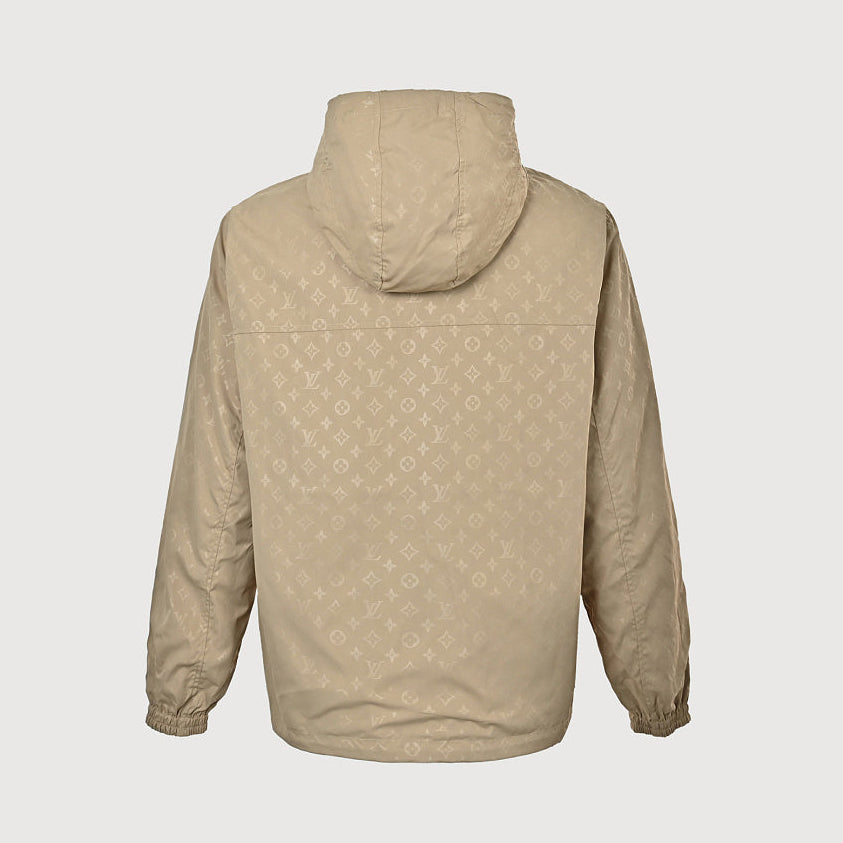 LOUIS VUITTON Khaki Monogram Embossed Hooded Windbreaker