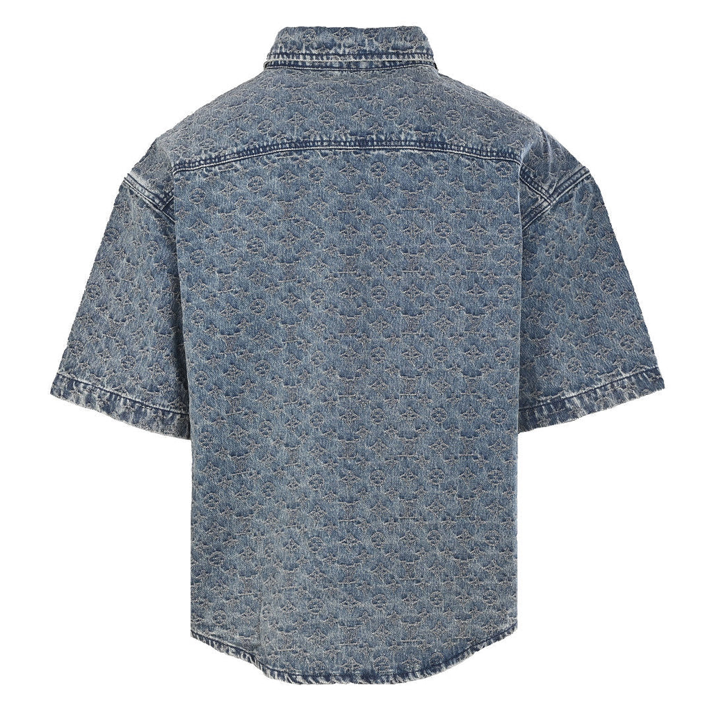 LOUIS VUITTON LV Monogram Jacquard Denim Short-Sleeve Shirt
