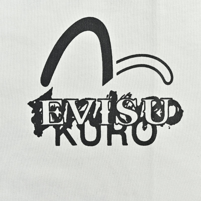 EVISU KURO Oversized Tee — Hannya Skull & Gold Kanji Back (White)