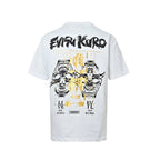 EVISU KURO Oversized Tee — Hannya Skull & Gold Kanji Back (White)