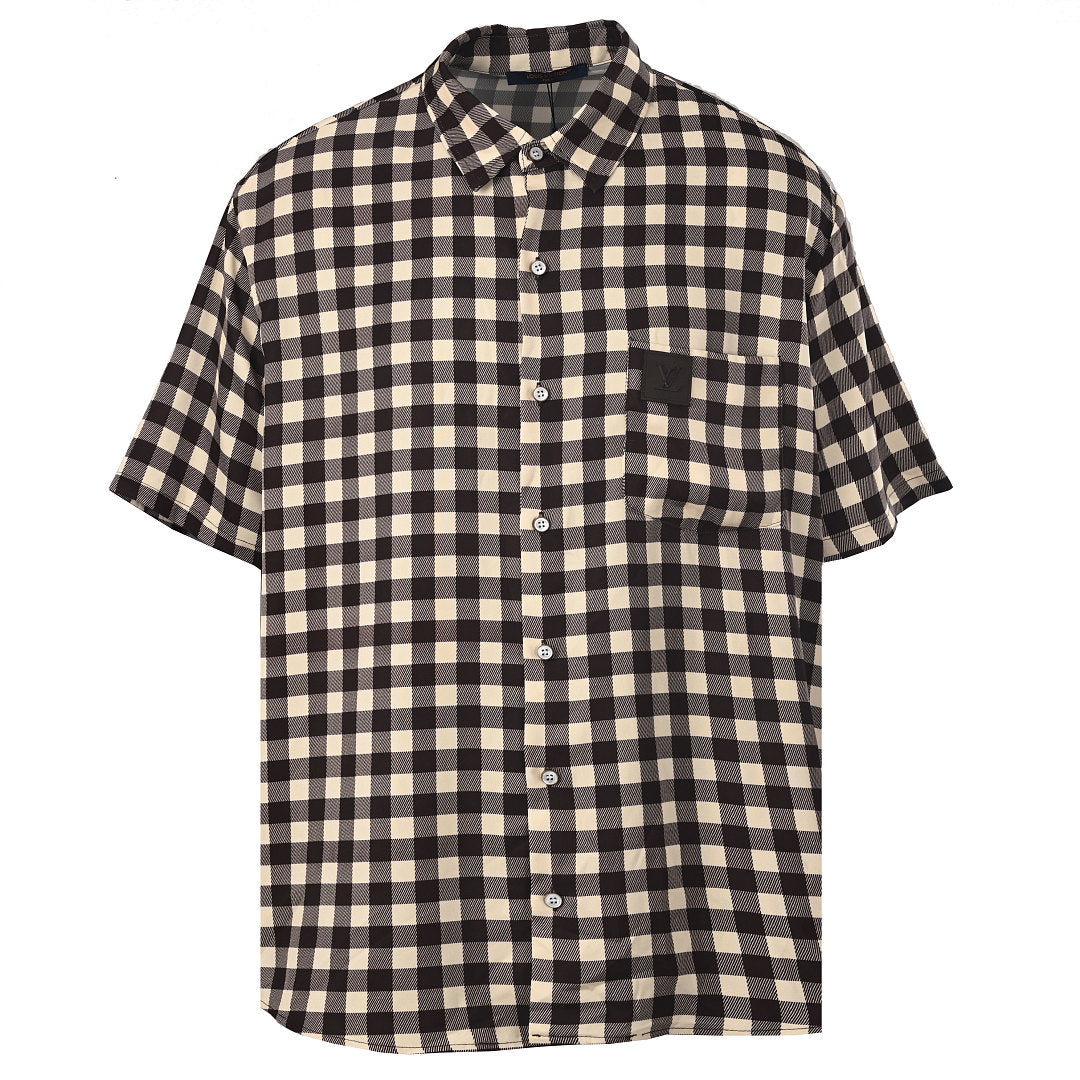 LOUIS VUITTON LV Damier Pocket Logo Short-Sleeve Shirt