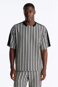 Ribbed Column Relaxed Crewneck Tee - Black/combo image 1