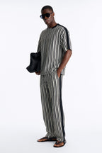 Ribbed Column Relaxed Crewneck Tee - Black/combo image 2