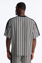 Ribbed Column Relaxed Crewneck Tee - Black/combo image 3