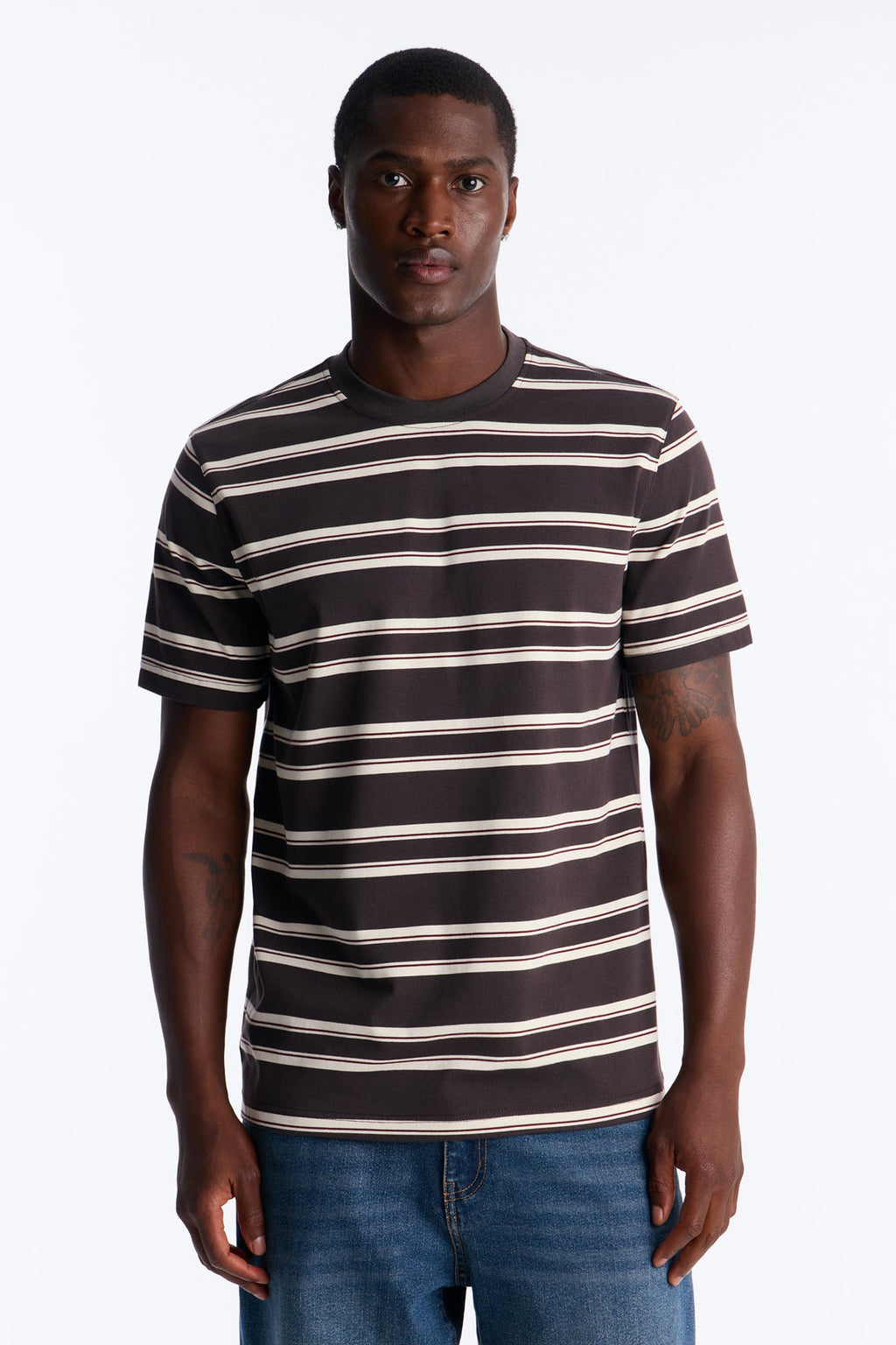 Casey Stripe Crewneck Tee - Brown/combo image 1