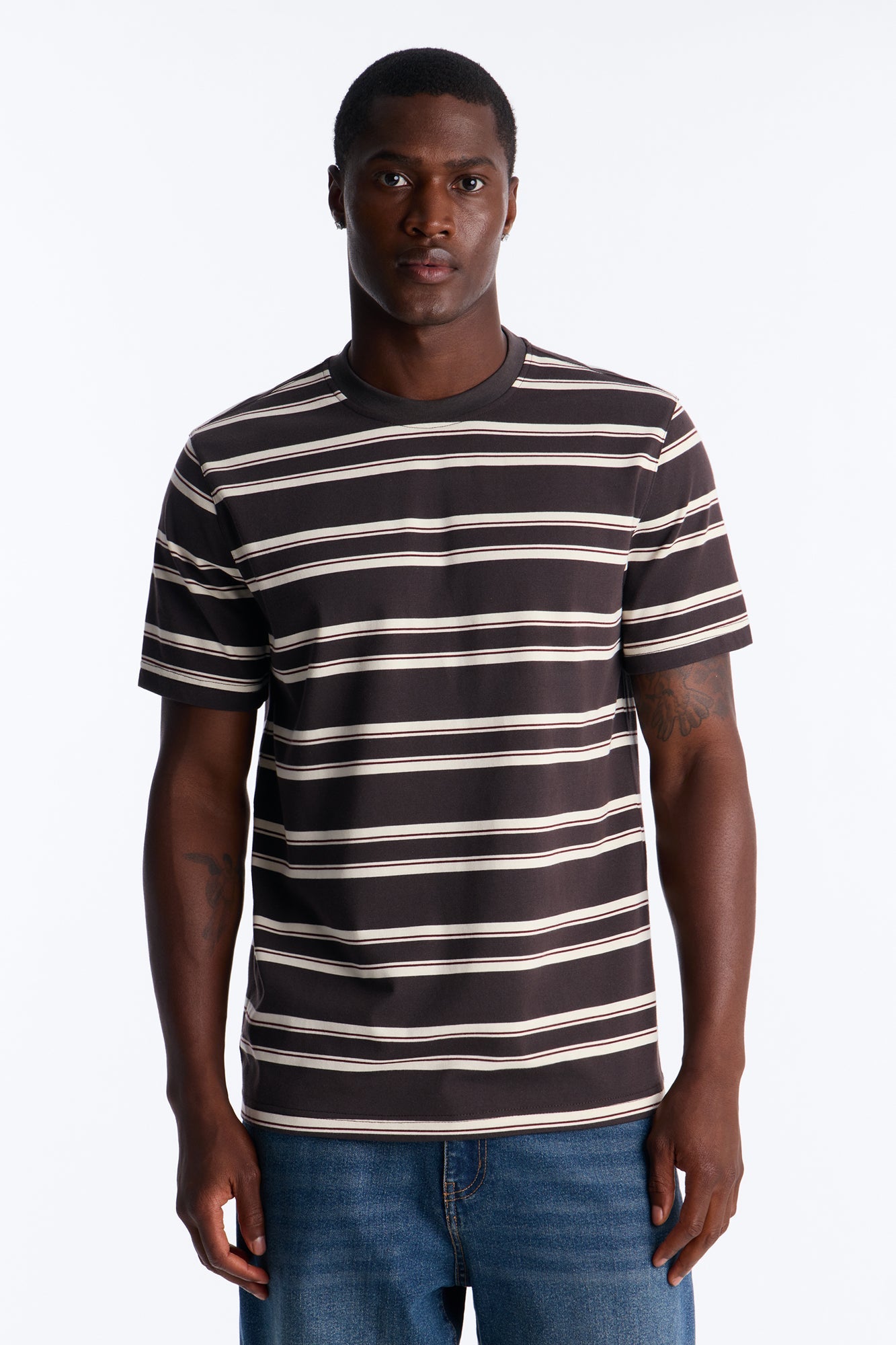 Casey Stripe Crewneck Tee - Brown/combo image 1