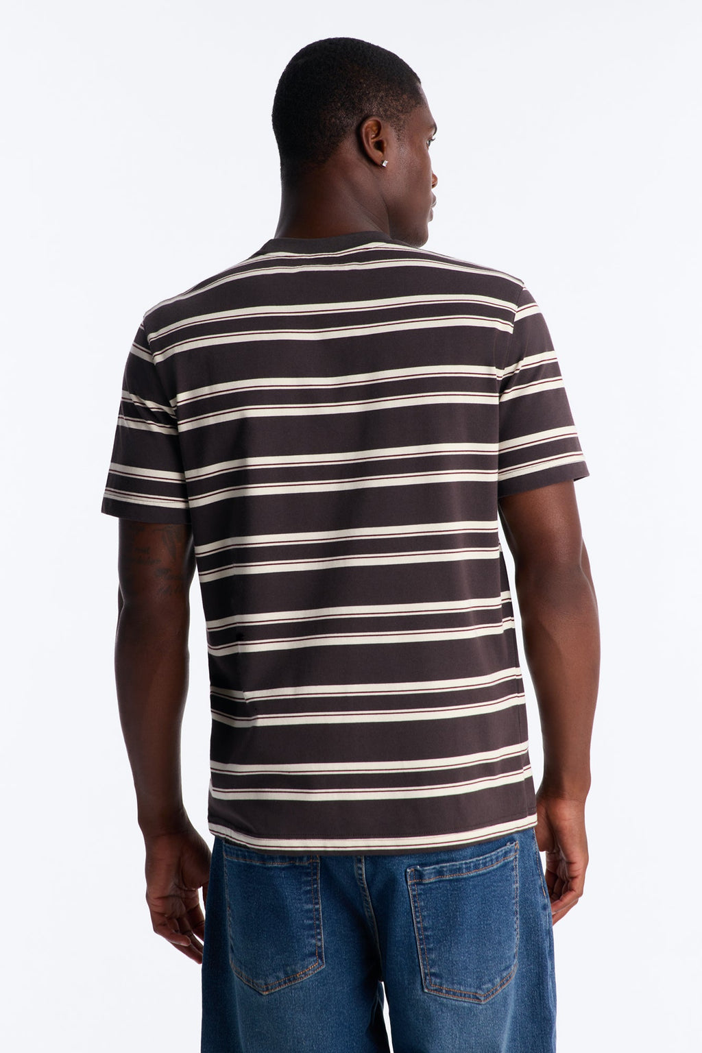 Casey Stripe Crewneck Tee - Brown/combo image 4