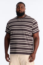 Casey Stripe Crewneck Tee - Brown/combo
