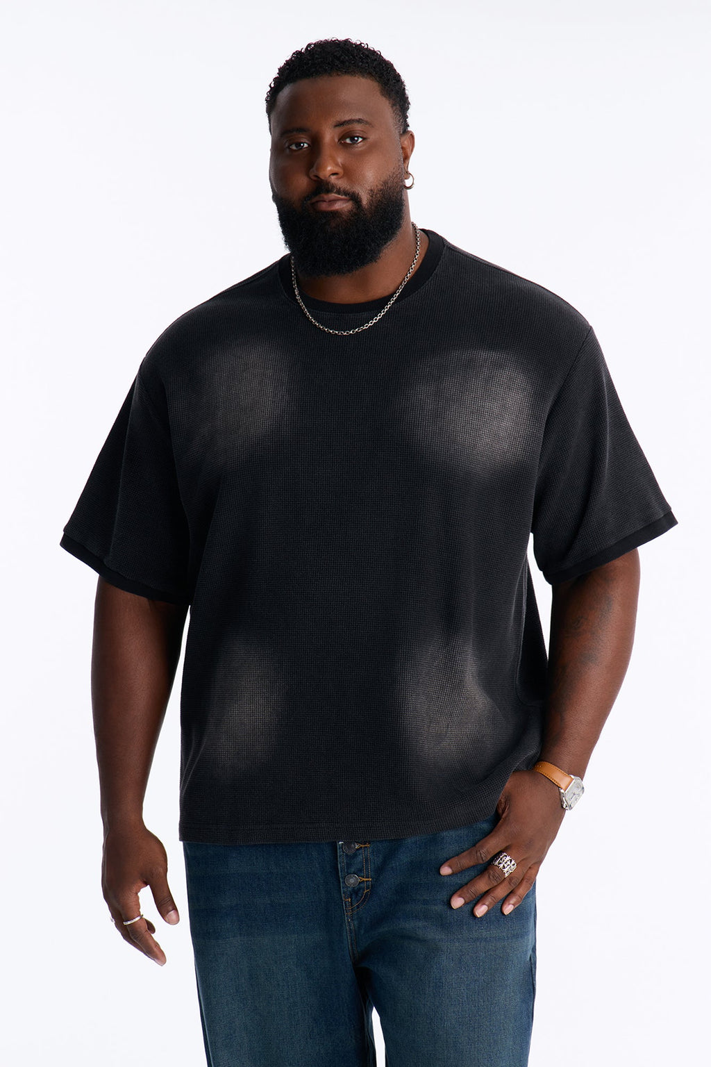 Classic Wash Waffle Tee - Black Wash