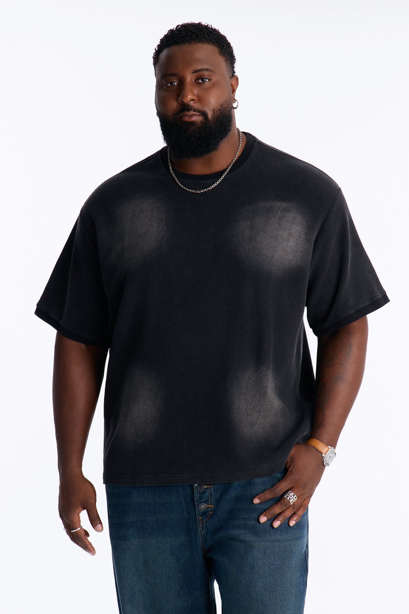 Classic Wash Waffle Tee - Black Wash