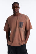Inverse Pocket Wash Destructed Tee - Washed Brown image 1
