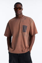 Inverse Pocket Wash Destructed Tee - Washed Brown image 1