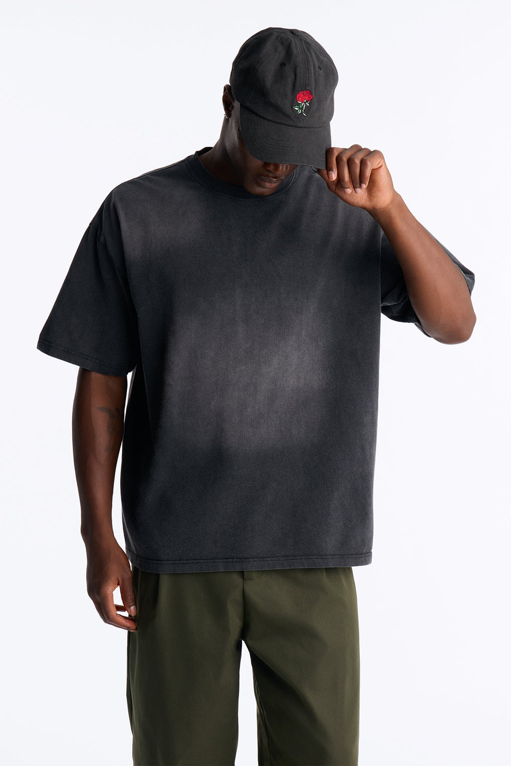 Washed Down Crewneck Tee - Washed Black image 1
