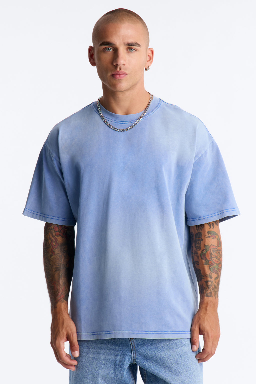 Washed Down Crewneck Tee - Washed Blue image 1