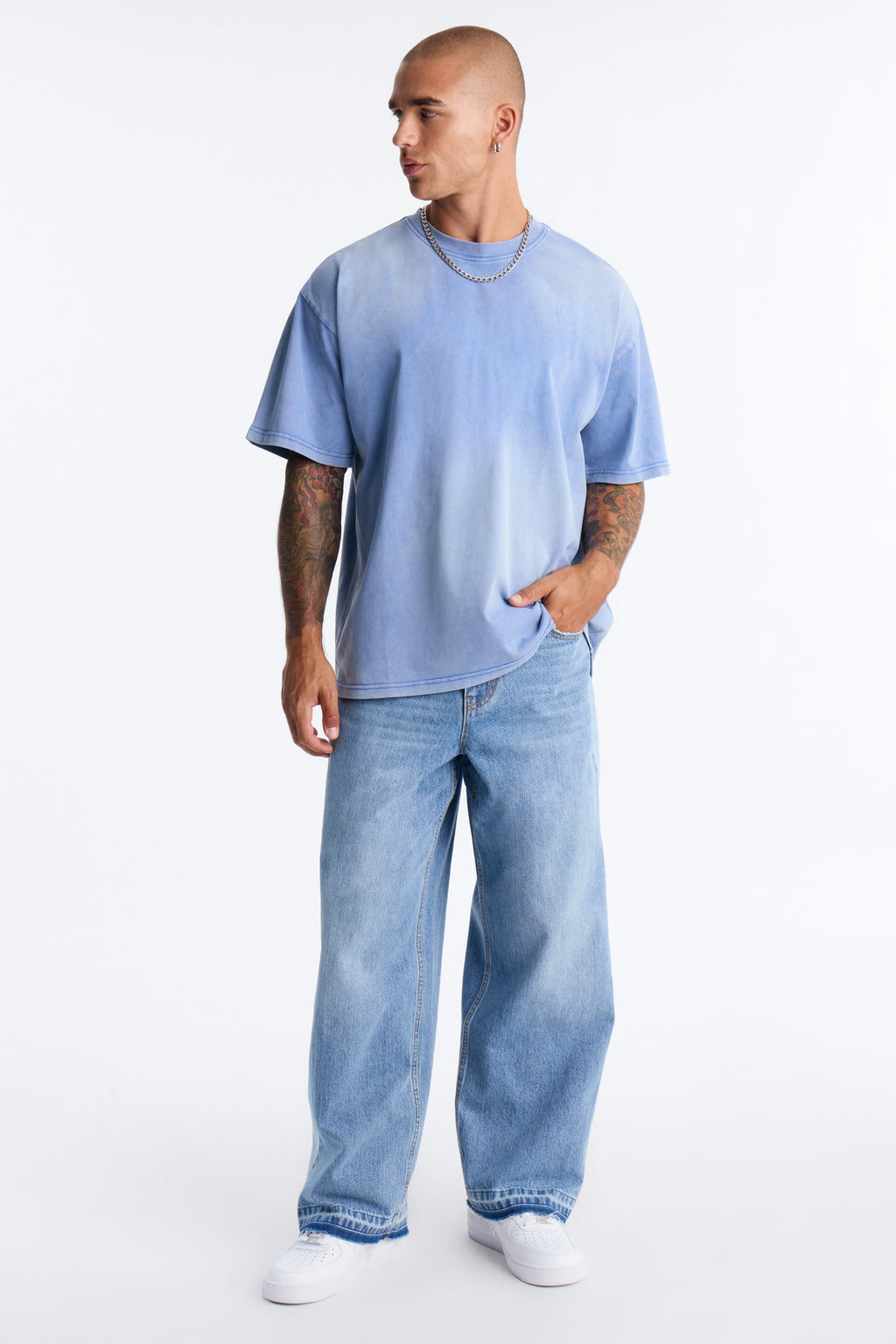 Washed Down Crewneck Tee - Washed Blue image 2
