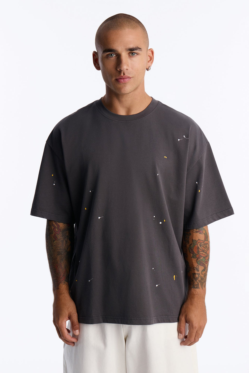 Paint Splatter Crewneck Tee - Grey/combo image 1