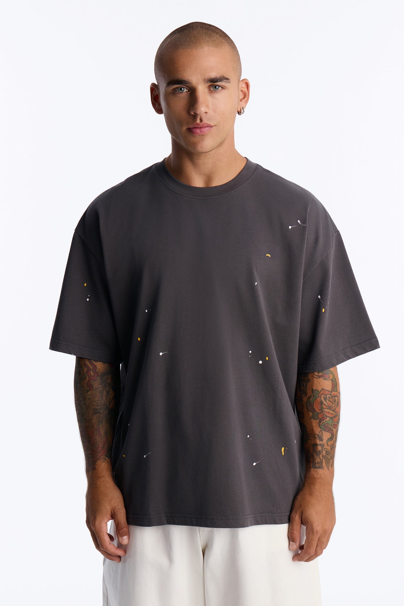 Paint Splatter Crewneck Tee - Grey/combo image 1