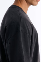 Washed Down Destructed Crewneck Tee - Washed Black image 3