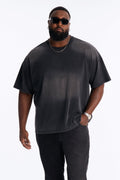 Washed Down Destructed Crewneck Tee - Washed Black