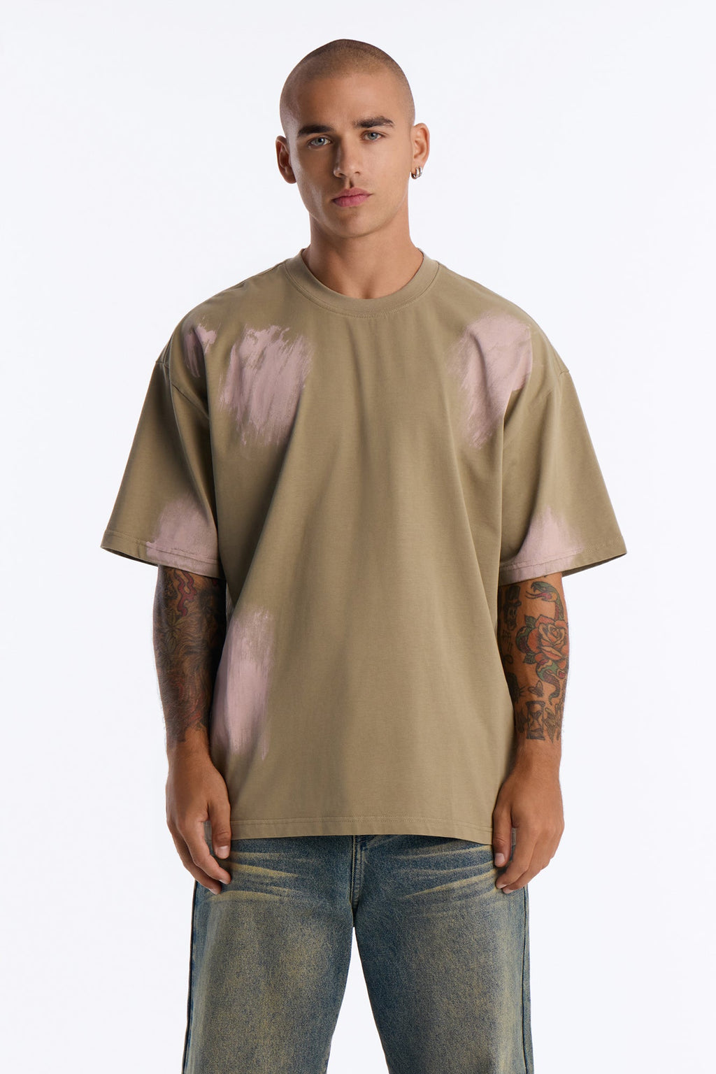 Paint Spray Crewneck Tee - Green/combo image 1