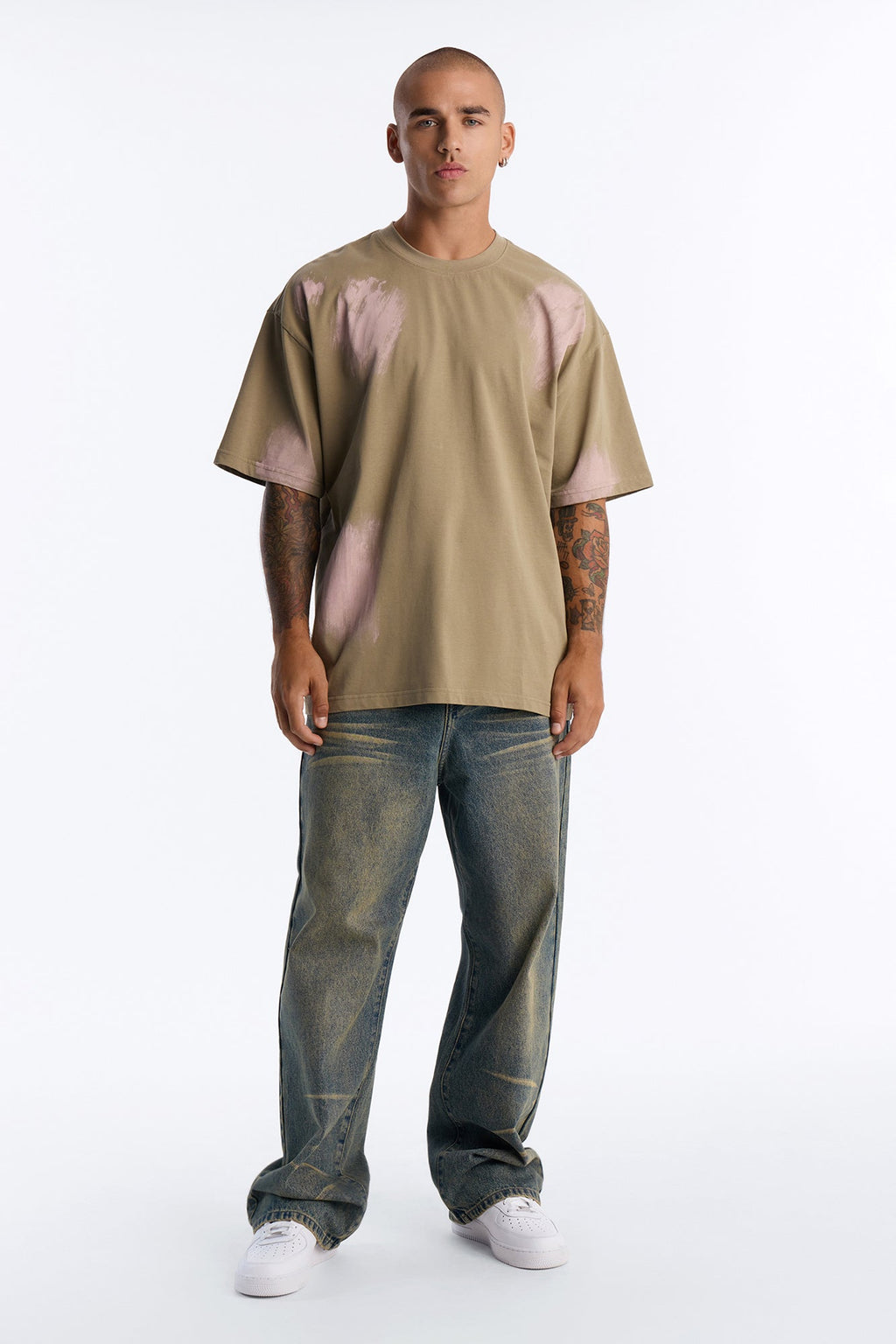 Paint Spray Crewneck Tee - Green/combo image 2