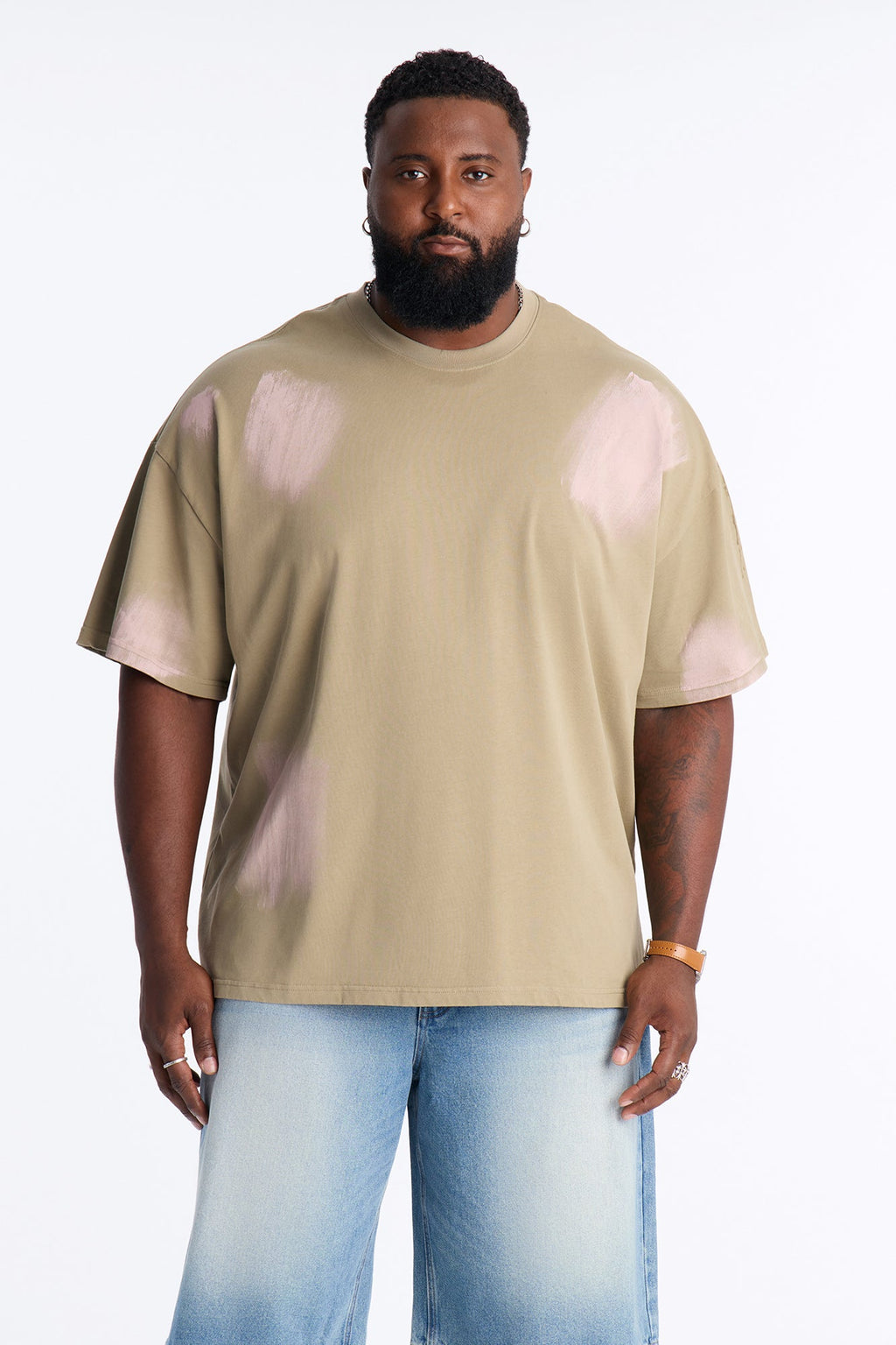 Paint Spray Crewneck Tee - Green/combo
