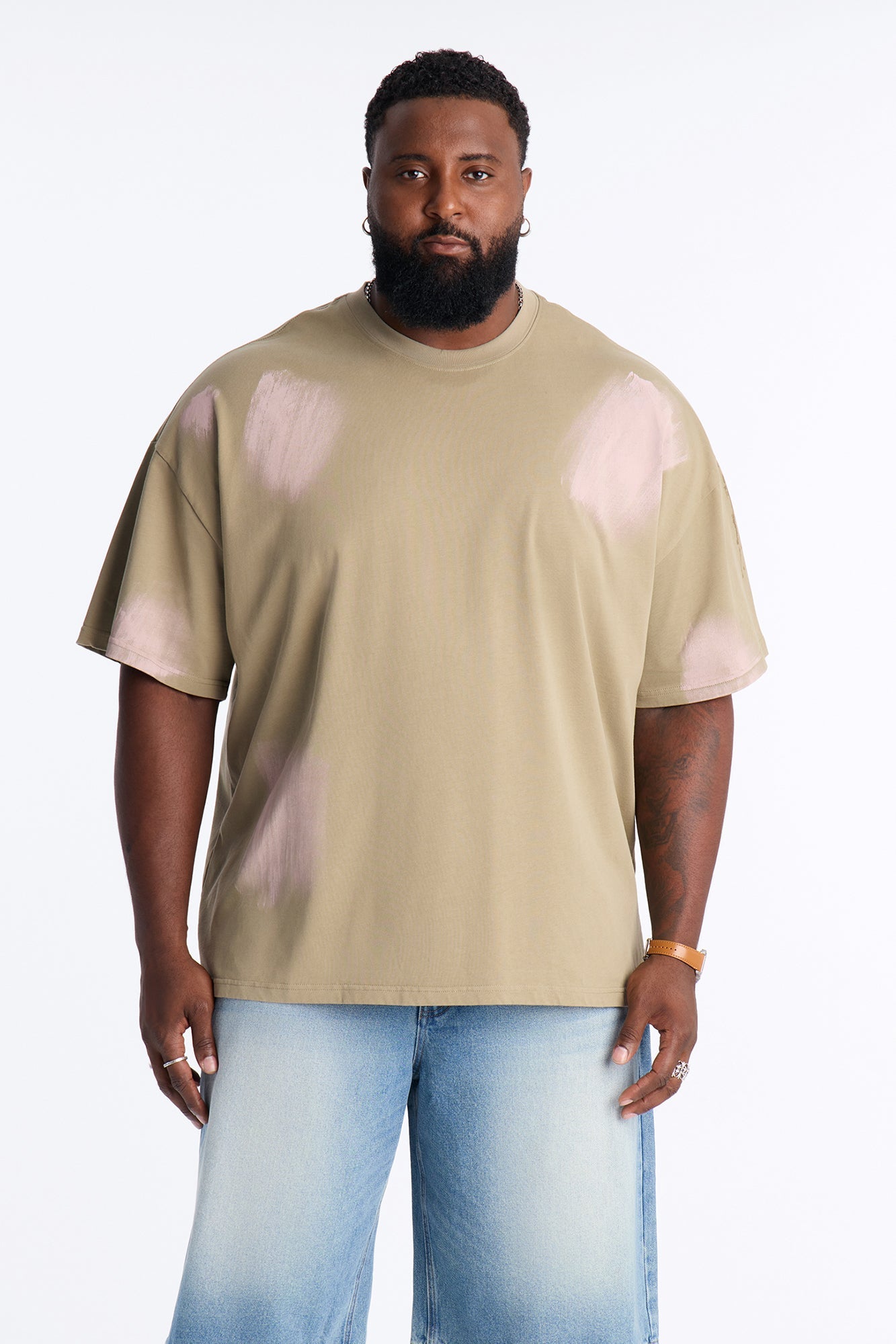 Paint Spray Crewneck Tee - Green/combo