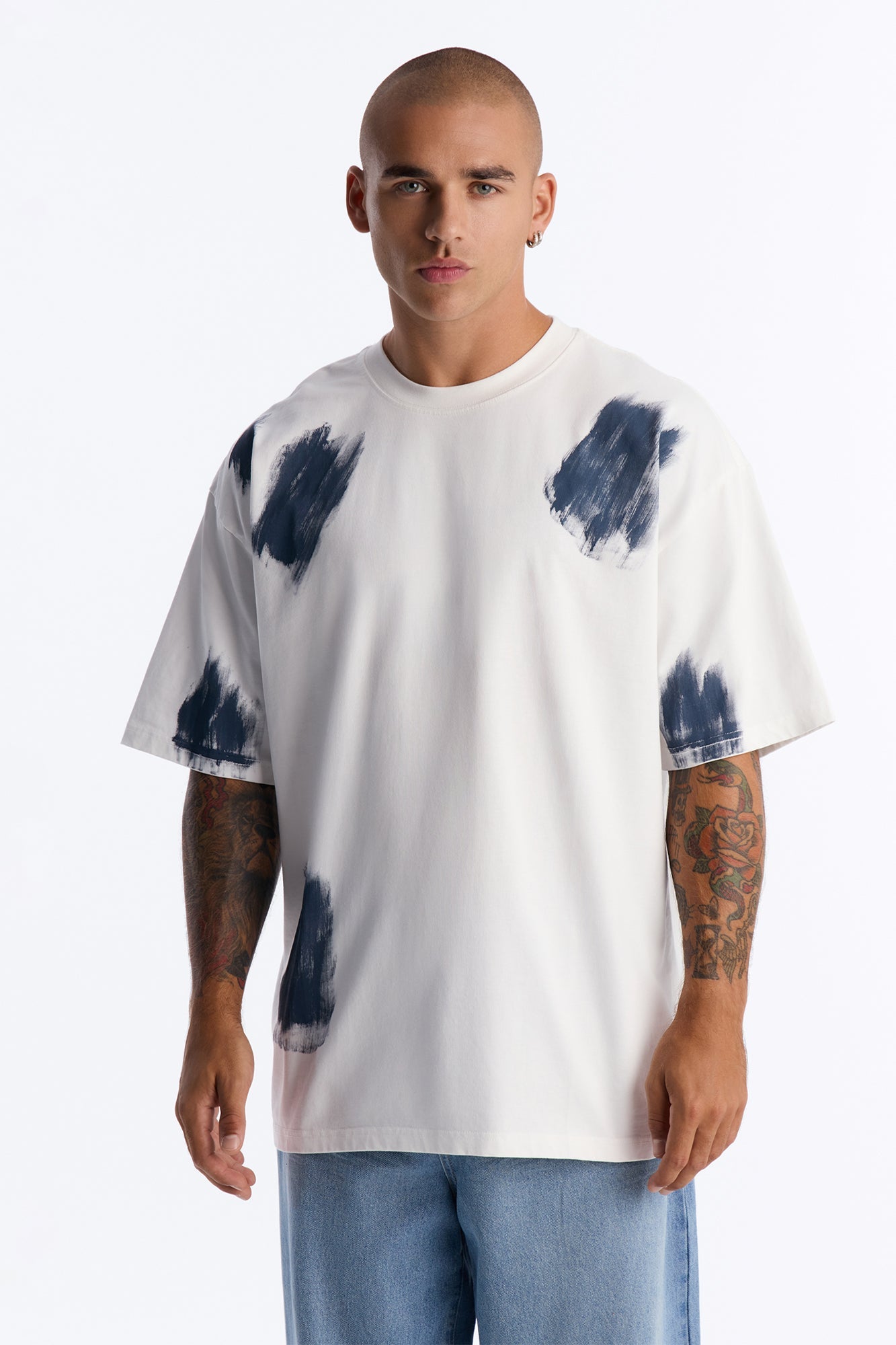 Paint Spray Crewneck Tee - White/combo image 1