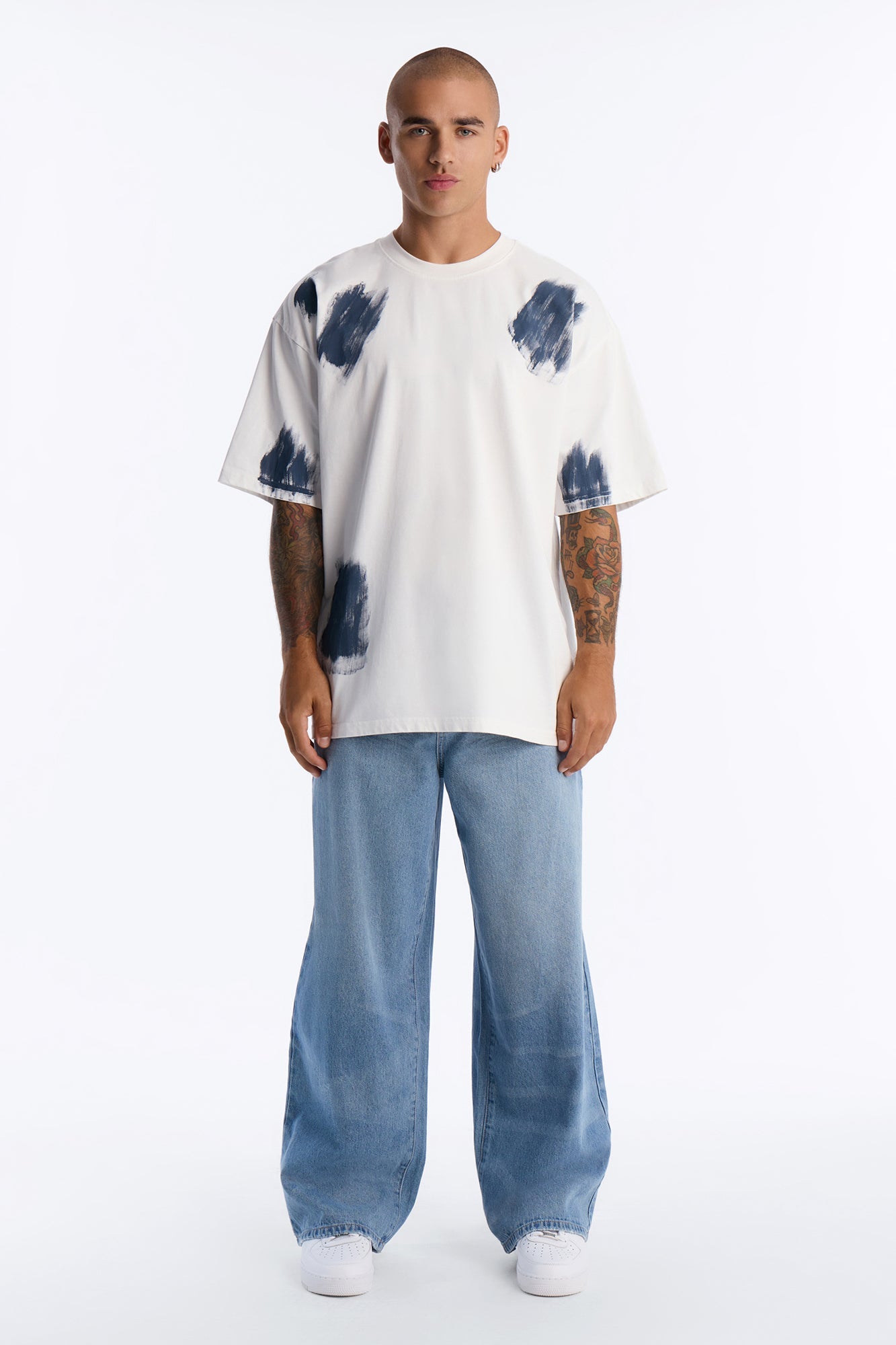 Paint Spray Crewneck Tee - White/combo image 2