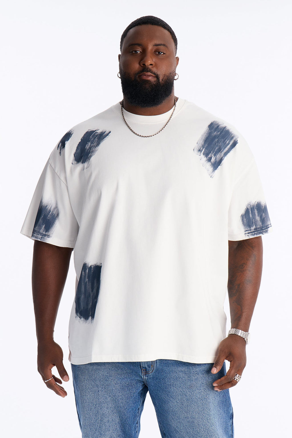 Paint Spray Crewneck Tee - White/combo