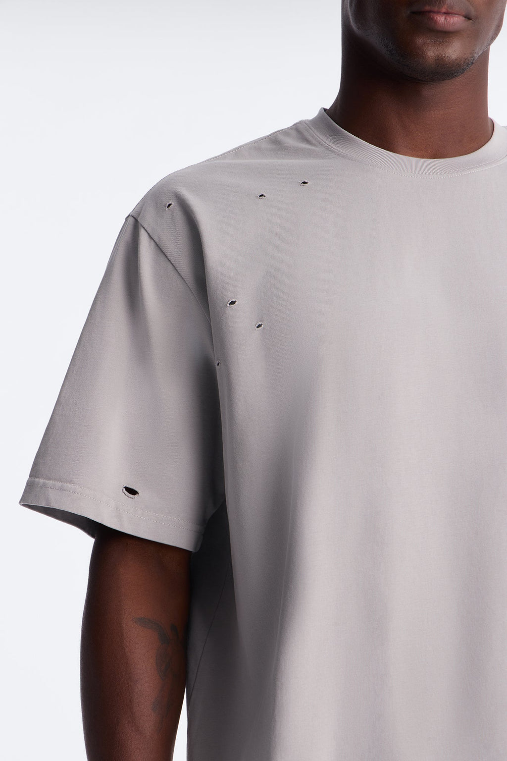 Destructed Crewneck Tee - Grey image 3
