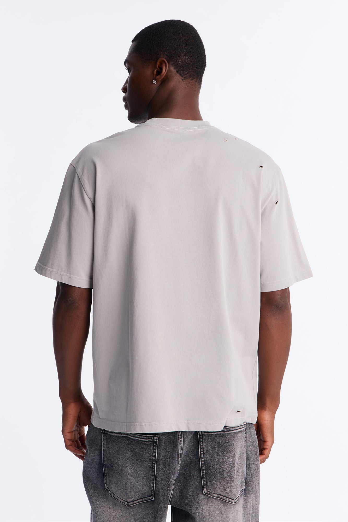 Destructed Crewneck Tee - Grey image 4