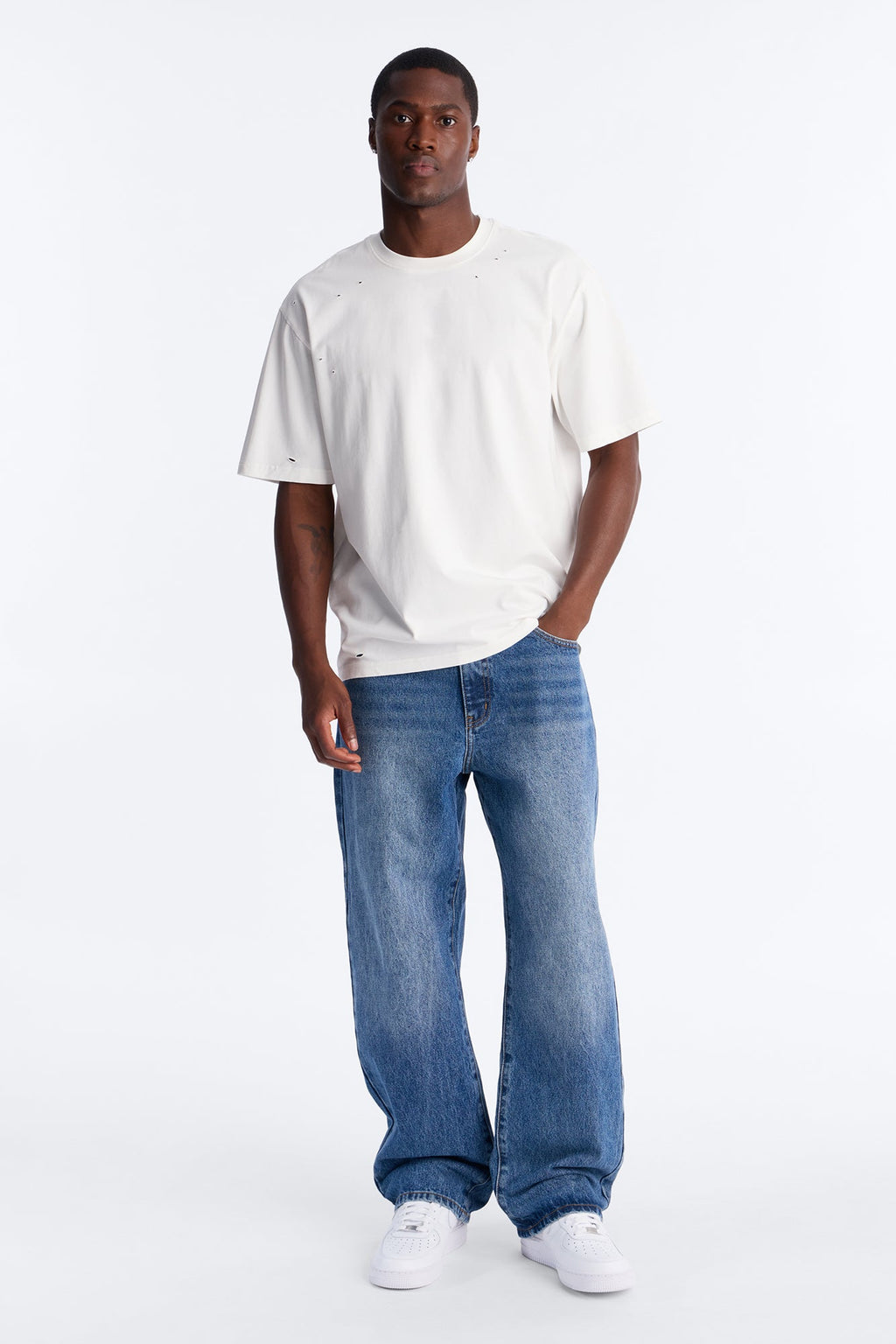 Destructed Crewneck Tee - White image 2
